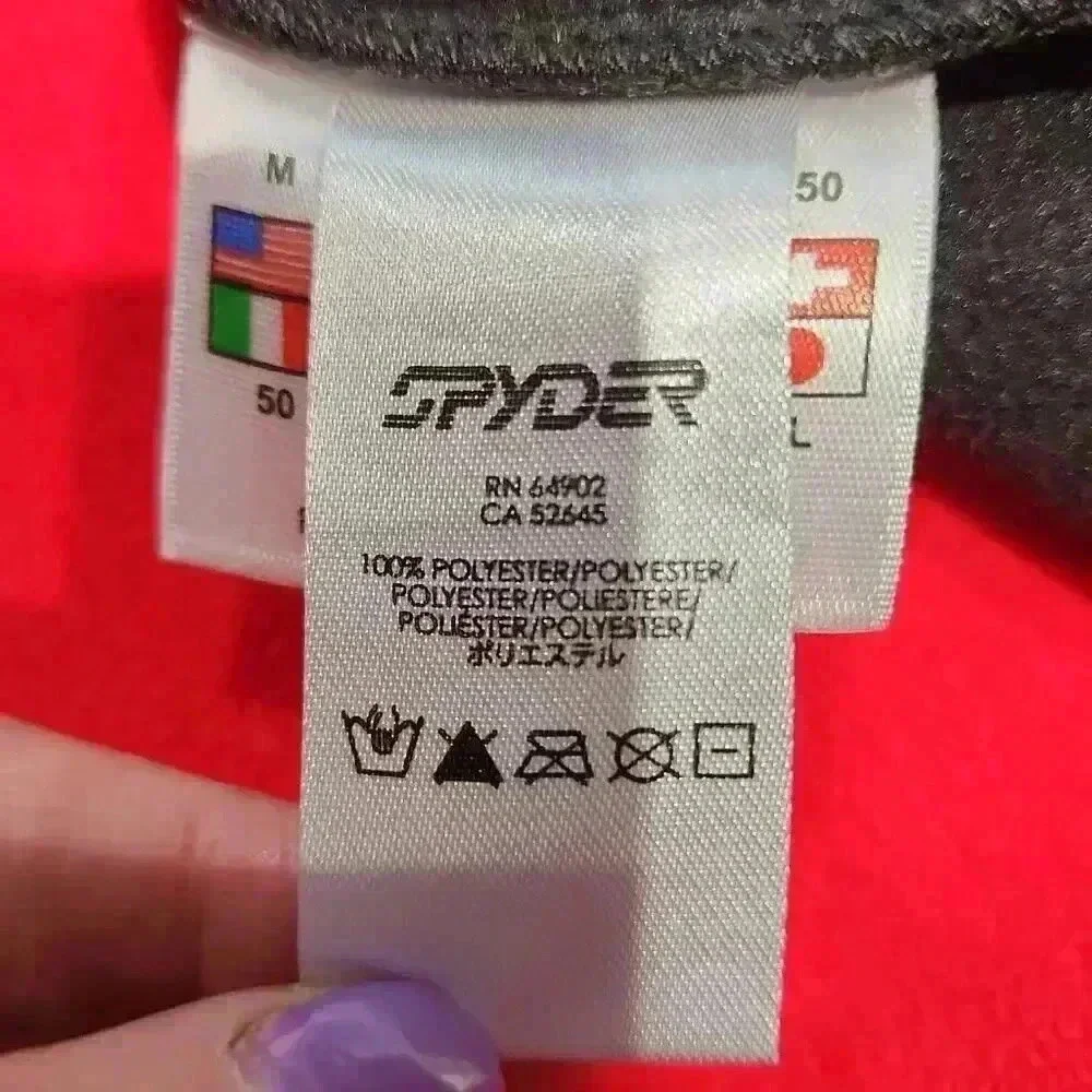 Spyder Men's Colorblock Fleece Long Sleeve Half Zip Jacket Red Black Size Medium